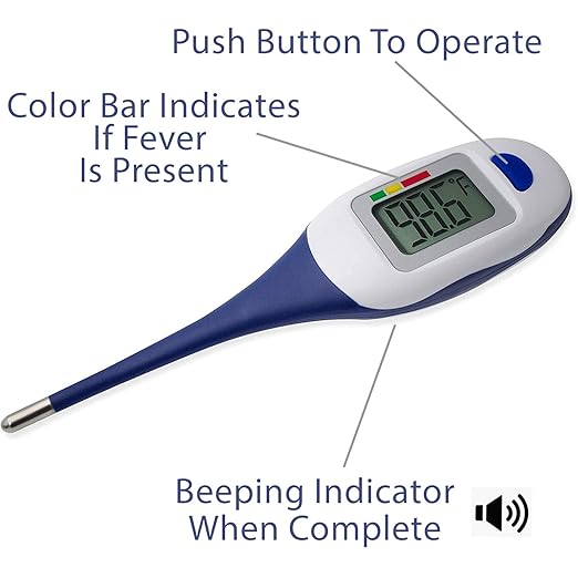 Apex Large Face LCD Fast Read Digital Thermometer for Adults and Children - Instant Read Thermometer for Fever Detection with Quick 10 Second Read Time ( Packaging May Vary )