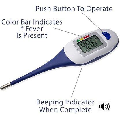Apex Large Face LCD Fast Read Digital Thermometer for Adults and Children - Instant Read Thermometer for Fever Detection with Quick 10 Second Read Time ( Packaging May Vary )