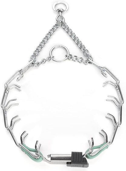 Herm Sprenger Chrome Plated Steel Dog Collar with Quick Release ClicLock Buckle and Biothane Insert Training Collar for Dogs Made in Germany (Sage Green, 16in x 2.25mm(Neck Size up to 13-14in))