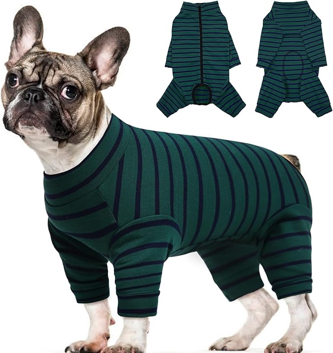 Kuoser Recovery Suit for Small Dogs After Surgery, Long Sleeve Dog Surgery Recovery Suit, Dog Onesie for Abdominal Wounds Skin Disease, Green S