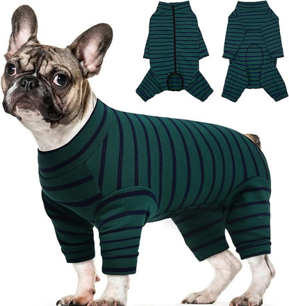 Kuoser Recovery Suit for Medium Dogs After Surgery, Long Sleeve Dog Surgery Recovery Suit, Dog Onesie for Abdominal Wounds Skin Disease, Green M