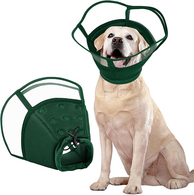Kuoser Large Dog Cone Collar After Surgery, Soft Cone for Dogs to Stop Licking, Breathable Pet Recovery Collar Comfortable Elizabethan Collars, Adjustable Protective Dog Cones for Large Dogs, Green XL