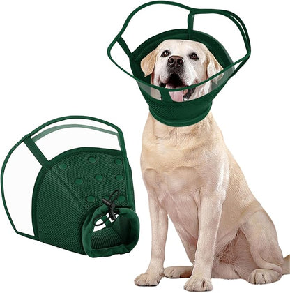 Kuoser Large Dog Cone Collar After Surgery, Soft Cone for Dogs to Stop Licking, Breathable Pet Recovery Collar Comfortable Elizabethan Collars, Adjustable Protective Dog Cones for Large Dogs, Green XL
