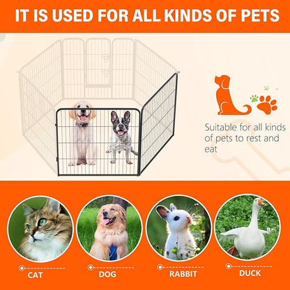 FDW Dog Playpen Dog Pen Dog Kennel 2 Panels 32 Inch Height Indoor Outdoor Folding Metal Portable Puppy Exercise Pen Heavy Duty Dog Fence for Yard Camping,Black