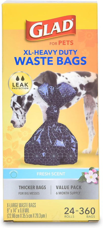 Glad Extra Large Heavy Duty Scented Dog Waste Bags Value Pack, 288 Rolls, 4320 Count