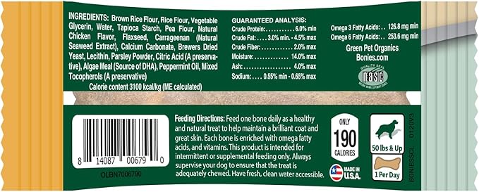 Bonies Edible Treats for Large Dogs (1 Bone, Skin & Coat)