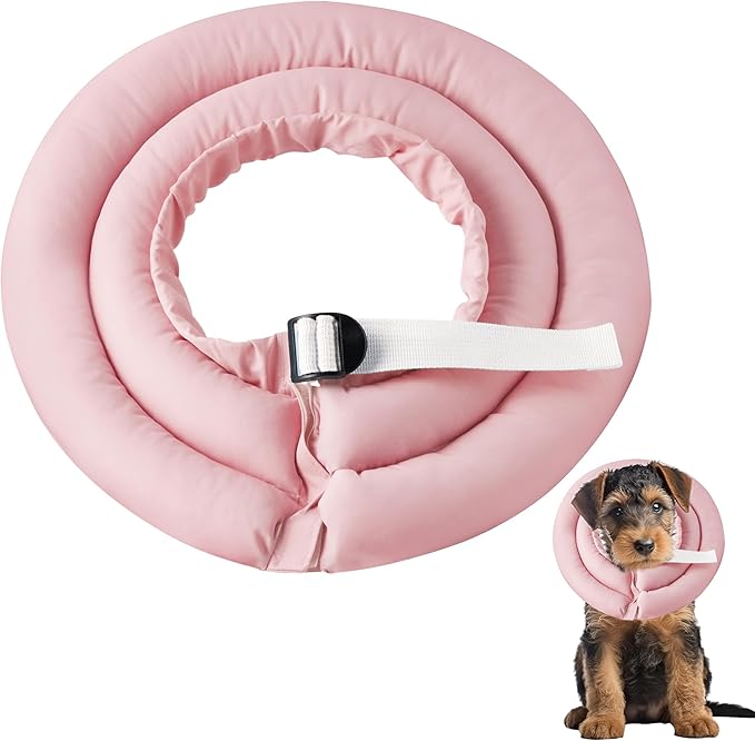 Soft Dog Cone Collar - Adjustable Recovery Cone for Small Dogs After Surgery to Stop Licking, Waterproof Elizabethan Protective Neck Donut Collar Alternative for Pet Cat Puppy (Pink, S)
