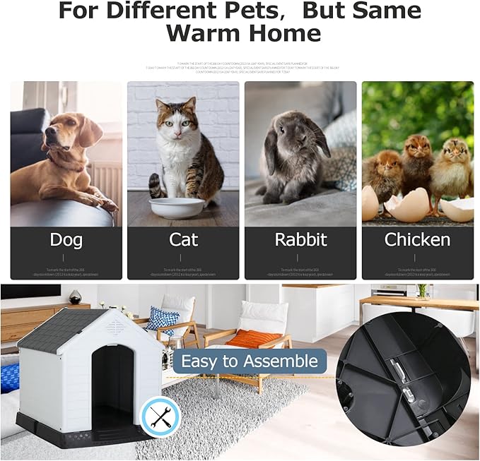 BestPet Dog House Indoor Outdoor Insulated Kennel Durable Plastic Dog House for Small Medium Large Dogs Weather & Water Resistant Pet Crate with Air Vents and Elevated Floor
