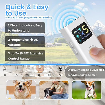 Dog Bark Deterrent Devices,Multi-Functional Anti Barking Device for Dogs Up to 30 Ft Effective Control Range,3 Modes & LED Light Ultrasonic Dog Trainer,Safe for All Small & Medium Dogs
