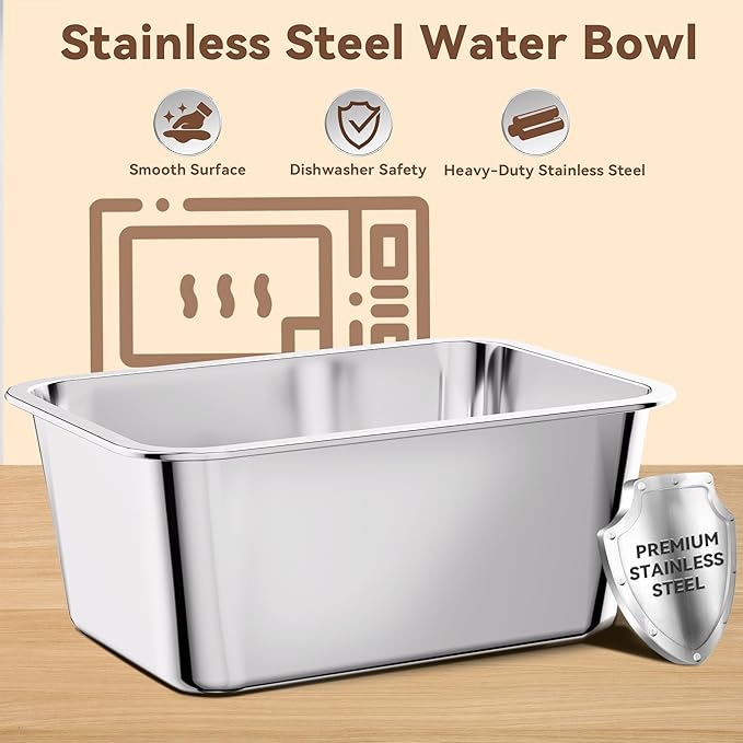 10L No Spill Dog Water Bowl, 2.6 Gal Stainless Steel No Splash Large Dog Water Bowl with Non-Slip Silicone Mat, Spill Proof Slow Drinking Pet Bowls for Messy Drinkers Indoor/Outdoor Use Beige
