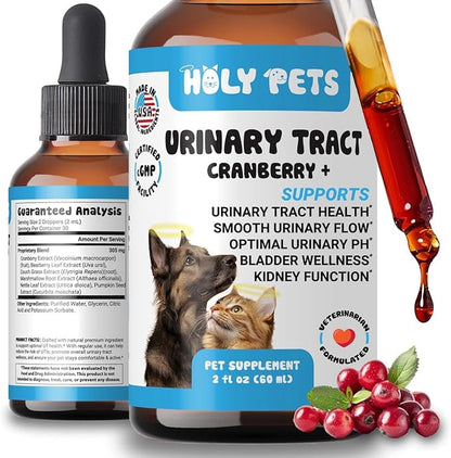 Natural UTI Medicine for Cats & Dogs, Urinary Tract Infection Treatment, Antibiotic Supplement for Pets - Helps with Bladder & Kidney Health, Flow, PH & Overall Function - All Natural