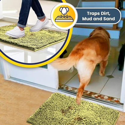 Muddy Mat® | Super Absorbent Door Mat Indoor, Microfiber Quick Dry Chenille Entryway Rug, Non-Slip Front Door Mat, Indoor Mats for Entryway, Machine Washable Pet Rug, Yellow 36"x60"