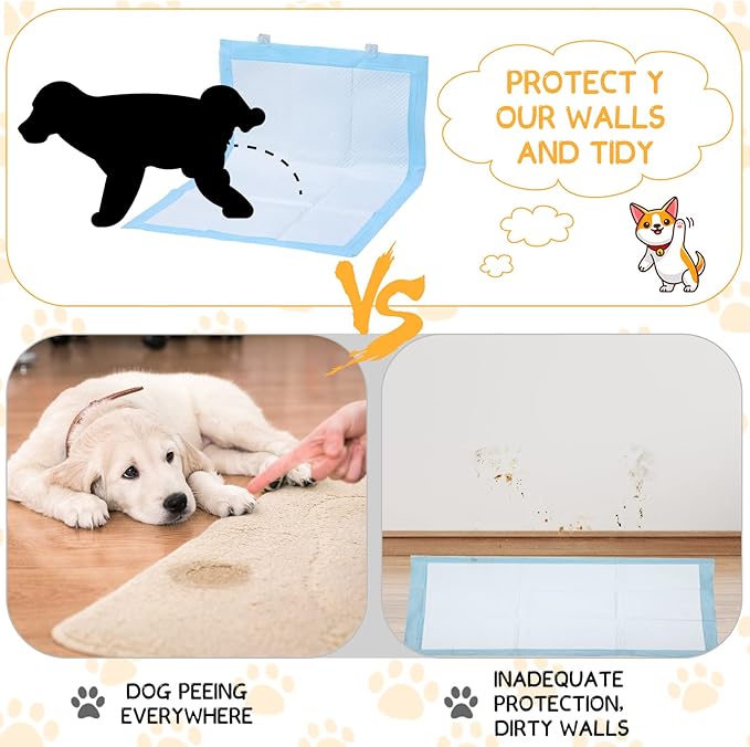 Yalikop 12 Pcs Wall Pee Pad Holder Dog Potty Training Pad Sticky Wall Clip Transparent Adhesive Clips with 6 Pcs Strong Adhesive(Clear)