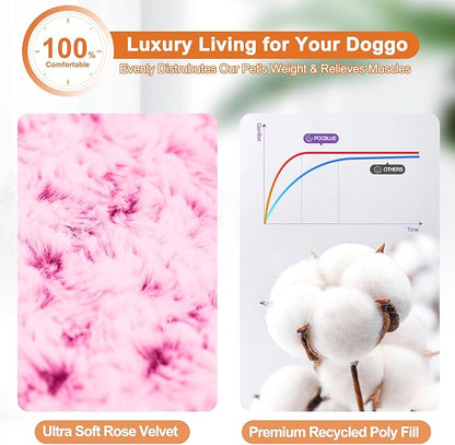POCBLUE Washable Dog Beds for Crate, Small Plush Pet Mat for Cages, Anti-Slip Crate Pad for Outdoor/Indoor/Car Use, Comfy & Soft Kennel Pad for Dogs and Cats Up to 25 lbs, 23"x17", Pink
