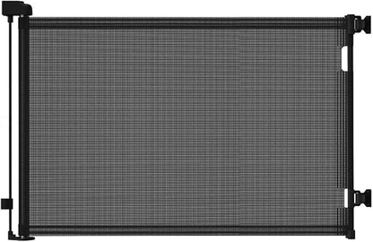 Retractable Baby Gate for Stairs – 33” Height, Expands up to 71” Width – Safety Gate for Infants, Toddlers, Dogs & Pets – Easy Install, Secure Closure, Black Mesh Design for Indoor & Outdoor Use