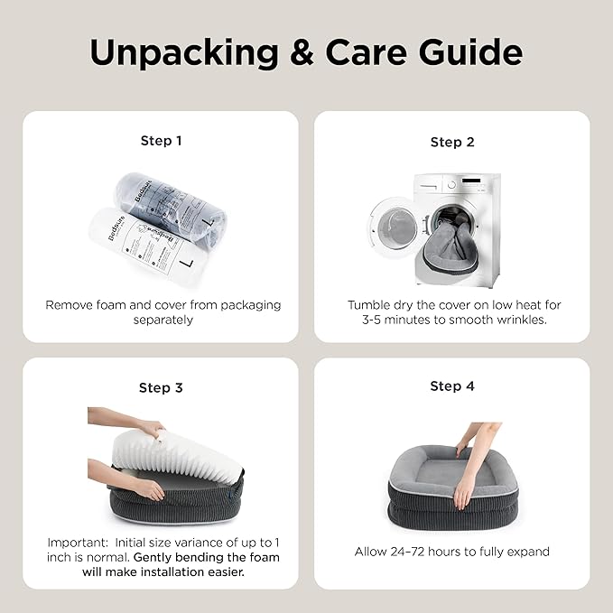 Bedsure Orthopedic Dog Bed Medium Size Dog - 360° Oval Bolster Medium Dogs Beds for Senior Dogs with Waterproof Washable Cover, Comfort Pet Sofa Couch with Ultra-Soft Fleece, Brown, 30"