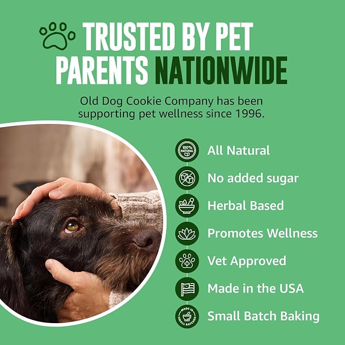 Old Dog Cookie Company Tiny Diabetic Dog Treats | All Natural, 2 Calorie, Vet Approved Pet Snacks | Top Treat for Dogs | Healthy Chews for Large, Medium & Small Breeds | 8 oz