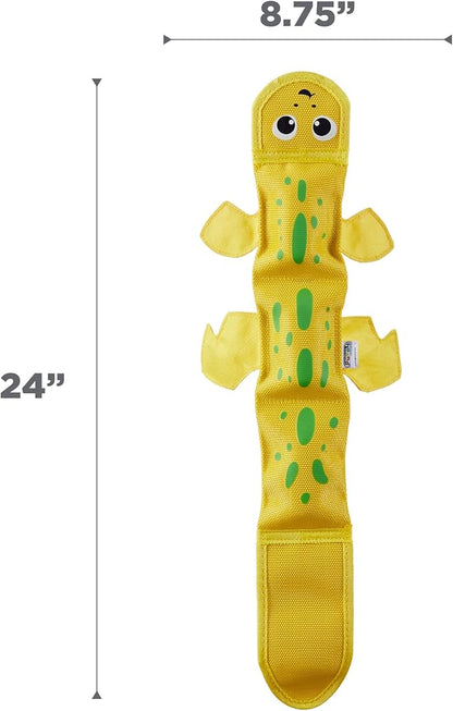 Outward Hound Fire Biterz Yellow Lizard Plush Firehose Material Interactive Dog Toy, Large