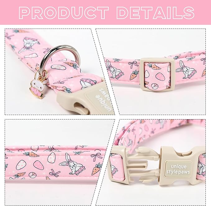 Unique style paws Dog Collar Plastic Buckle with Pendant Puppy Collar for Easter Carrot Rabbit for Small Medium Large Boys Girls Dogs