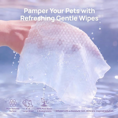 HICC PET Cleaning Deodorizing Wipes for Dogs & Cats, Vet Recommended Plant-Based Pet Grooming Wipes, Fermented Coconut Oil Grooming Paws, Body and Butt, Family Size Supply 400 Count, Rose