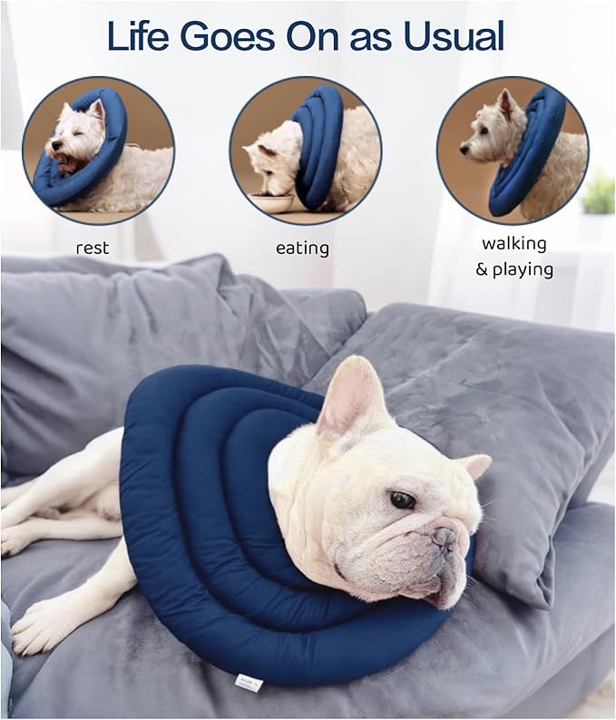 Soft Dog Cones, Recovery Dog Donut Collar After Surgery- Cone of Shame Alternative, Pet Elizabethan E-Collar Anti-Bite Lick Wound Healing Adjustable for Small Large Medium Dogs, XL