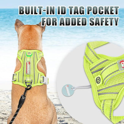 BARKBAY No Pull Dog Harness Large Reflective Dog Harness with Front Clip and Easy Control Handle for Walking Training Running with ID tag Pocket(Sunlight,XS)