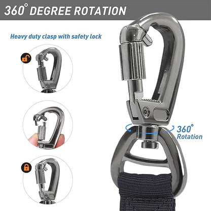 Hotsky Tactical Dog Leash Heavy Duty for Medium Large Dogs that Pull,4-6Ft Strong Bungee Shock Absorbing No Pull Dog Leash with Padded Double Handle and Car Seatbelt,Black