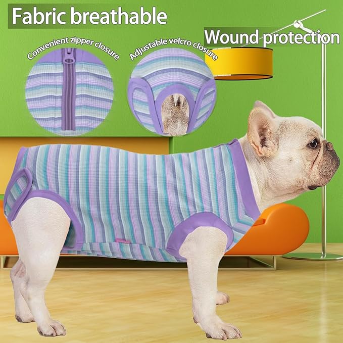 Recovery Suit for Dogs,Dog Cone Alternative Zipper Surgery Suit Female Spay,Soft Dog Surgery Suit for Anti Licking,Breathable Surgical Suit for Dogs Female Spay