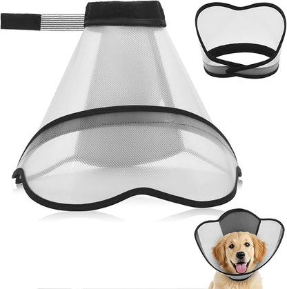 Upgraded Dog Cone Collar for Dogs After Surgery, Adjustable Dog Cone Collar for Large Medium Dogs,Breathable Elizabethan Pet Recovery Collar(Size:L)