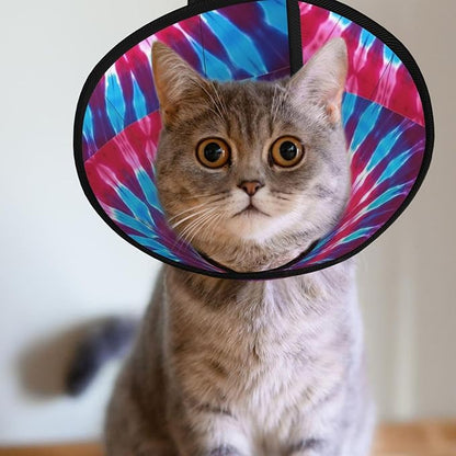Adjustable Pet Cone for Small Dogs Tie Dye, Lightweight Elizabethan Collar for Cats, Puppies, and Dogs After Surgery, Prevent Licking