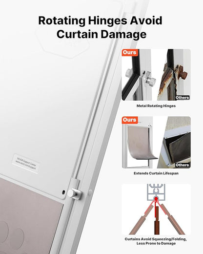 VEVOR Dog Door for Sliding Glass Door, 91 to 96 in Adjustable Height, Aluminum Alloy Frame with Metal Rotating Hinges, Lock Design, 13 5/8 x 23 5/8 in Flap, Sliding Glass Pet Door for Renters