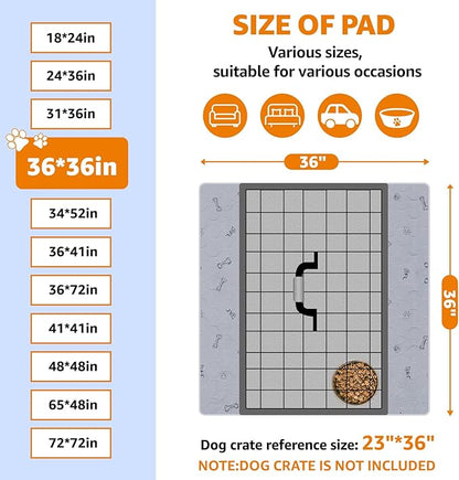 Washable Pee Pads for Dogs, 2Pack Puppy Pads Washable,Absorbent Reusable Whelping Pads, Non-Slip Dog Mats with Bone Print for Floor Protector, Couch Cover, Crate, Potty Training 36x36