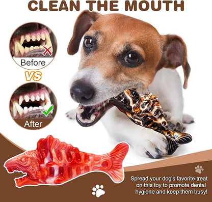 BoYoYo Tough Dog Toys for Aggressive Chewers 2 Pack, Indestructible Dog Toys to Keep Them Busy, Beef Flavor Nylon Dog Chew Toys for Large Dogs