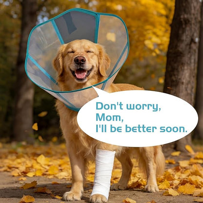 Clear Dog Cone, Elizabethan Collar for Dogs to Stop Licking, Plastic Pet E-Collar Alternative After Surgery, Adjustable Dog Recovery Cone for Wound Healing