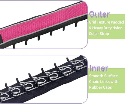 Martingale No Pull Dog Collar for Large Medium Dogs Training Walking, Heavy Duty Nylon Reflective Adjustable Anti Pull Slip Collar with Buckle L Hot Pink