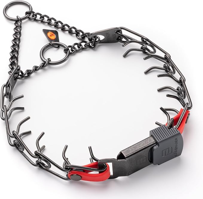 Herm Sprenger Black Stainless Steel Dog Collar with Quick Release ClicLock Buckle O-Ring Biothane Insert Training Collar Made in Germany (Cherry Red, 16in x 2.25mm(Neck Size up to 13-14in))