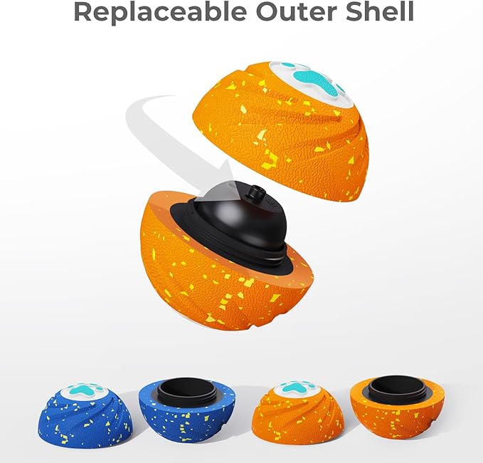 Lovkid Smart Interactive Dog Ball Toy - Durable E-TPU for Aggressive Chewers, 3 Play Modes Automatic Moving, Bouncing, Pet Gift for Medium and Large Dogs Indoor & Outdoor Use(Orange)