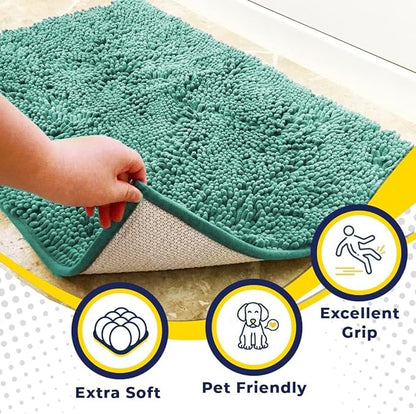 Muddy Mat® | Super Absorbent Door Mat Indoor, Microfiber Quick Dry Chenille Entryway Rug, Non-Slip Front Door Mat, Indoor Mats for Entryway, Machine Washable Pet Rug, Seafoam Green 24" x 72"