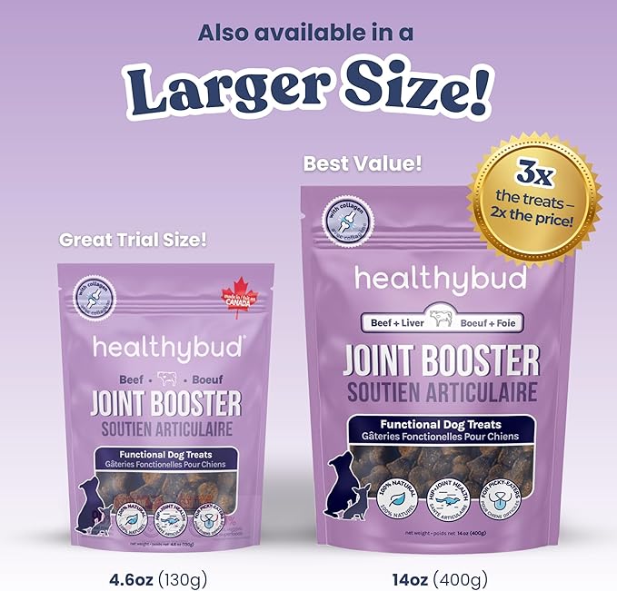 healthybud Hip and Joint Dog Treats - Soft Beef Liver Bites for Dogs of All Ages - 4.6oz