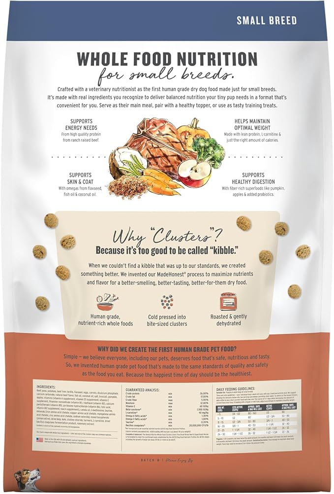 The Honest Kitchen Whole Food Clusters Small Breed Grain Free Beef Dry Dog Food, 10 lb Bag