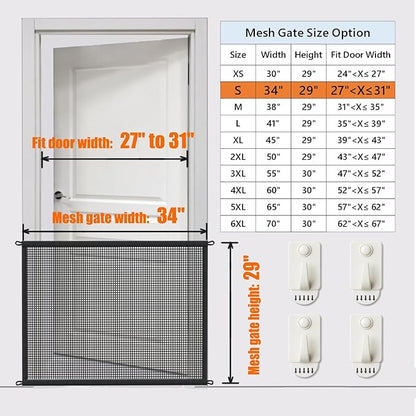 2-Pack Dog Gate for Stairs Pet Gates for The House: Dogs Screen Mesh Gate for Doorways Stairways Indoor 29 inch Tall, 34 inch Wide, Fits Openings 28'' to 31'' Wide