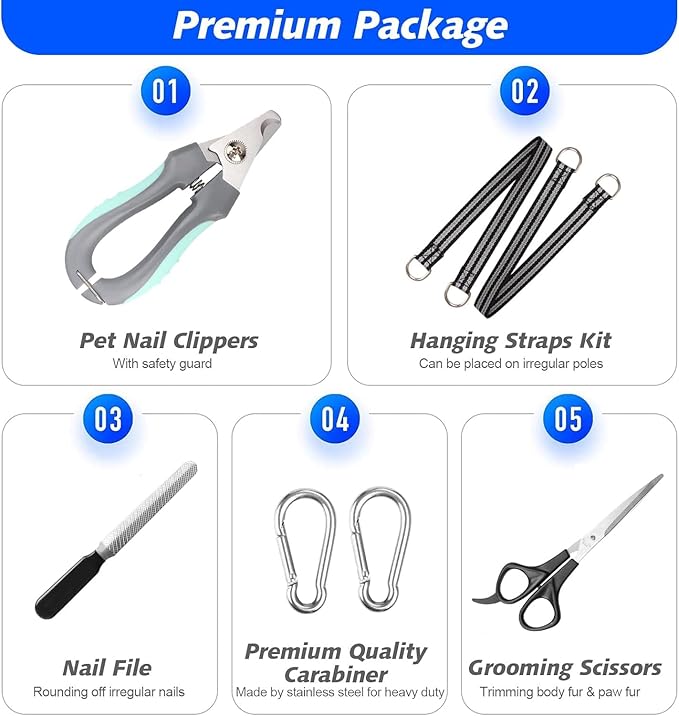 ATESON Pet Grooming Hammock with Nail Clippers/Nail Trimmers/Grooming Scissors, Dog Grooming Harness for Nail Trimming, Pet Grooming Sling Helper