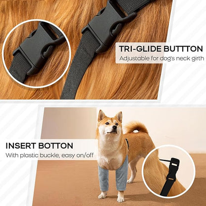 ROZKITCH Dog Surgery Leg Sleeve for Front Legs, Adjustable Pet Prevent Licking Wound Elbow Knee Protector, Dog Leg Sleeve to Stop Licking Cone Collar Alternative for Sprain ACL CCL Arthritis Grey 2XL