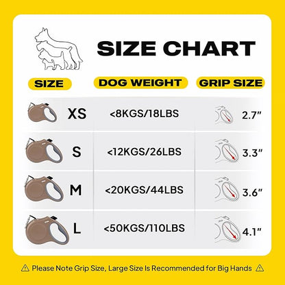 Fida Retractable Dog Leash X-Small Breed, 10 ft Durable Pet Walking Leash for Extra Small Dogs/Cats/Small Animals up to 18lbs, 360° Tangle Free, Coffee/Brown