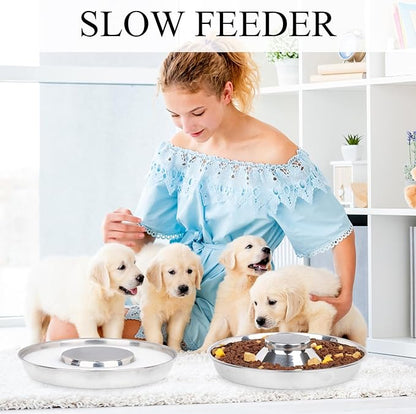 4 Pack Stainless Steel Puppy Bowls, Puppy Feeding Bowls for Litter, 11.8″ Metal Dog Food and Water Bowl Set for Small Dogs Cats, Puppys Feeders for Multiple Puppies, Whelping Supplies