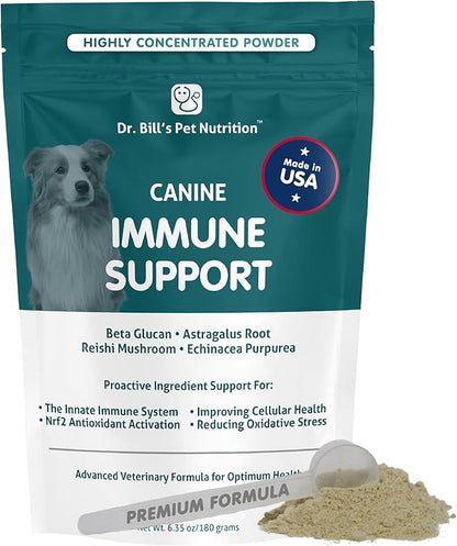 Dr. Bill’s Canine Immune Support | Boosts Dog Immunity and Health with Colostrum, Beta Glucan, Turkey Tail Mushroom, Zinc & Vitamin C | Powder Supplement for Dogs of All Ages
