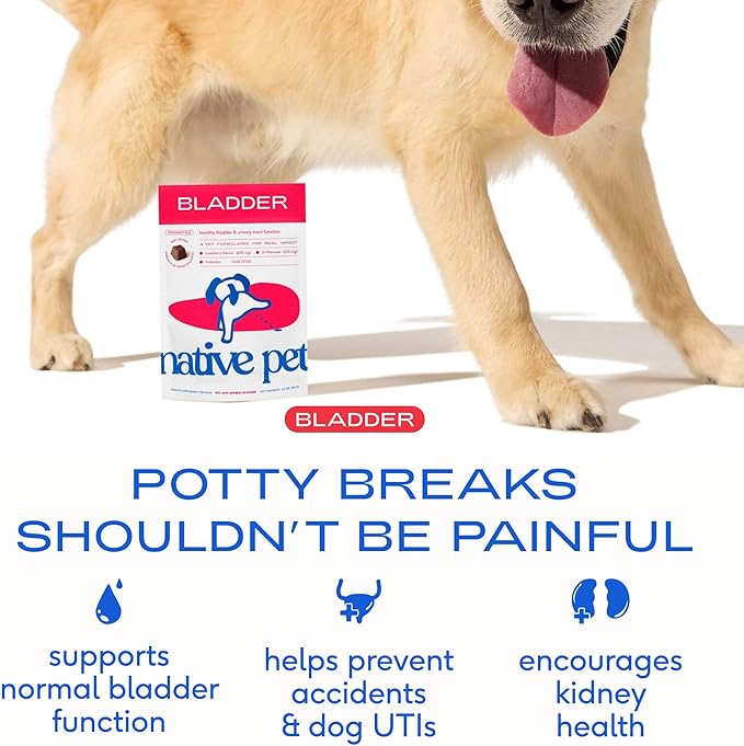 Native Pet Dog UTI Treatment - Cranberry Supplement for Dogs - Supports Normal Bladder Function, Urinary Tract & Kidney Health - Real Cranberry Extract, D-Mannose & Probiotics - Air-Dried - 120 Chews