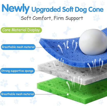 Upgrade Soft Dog Cone Collar, Dog Cone Alternative to Stop Licking After Surgery, Adjustable Comfy Cones for Small/Medium/Large Dogs, Light-Weight Mesh Fabric Elizabethan Collars (L)