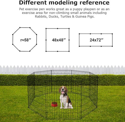 BestPet | Foldable Dog Playpen | 30 Inch, 8 Panels | Metal Pet Exercise Pen | Indoor Outdoor Portable Dog Fence with Door | Removable, Rust-Resistant Secure Pet Kennel | Easy to Assemble