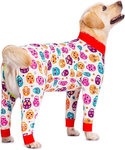 Halloween Dog Recovery Suit for Dogs After Surgery Onesie Anti Shedding Suit,Funny Skull Print Large Dog Bodysuit After Surgery Wear Female Male Abdominal Wounds Spay or Skin Diseases